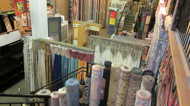 showroom of drapery and window treatments